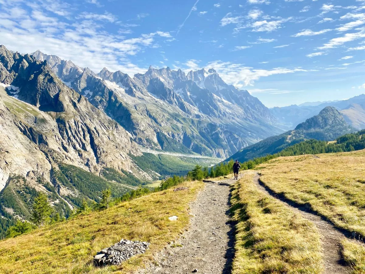 hiker on the tour du mont blanc