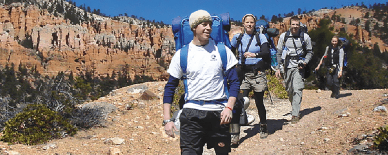 Group of hikers happy