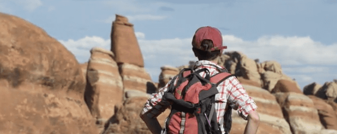 Hiker looking at fiery furnace 