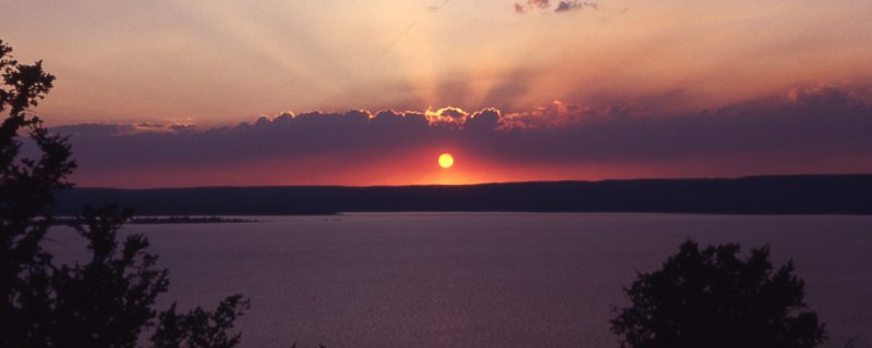 Yellowstone lake sunset