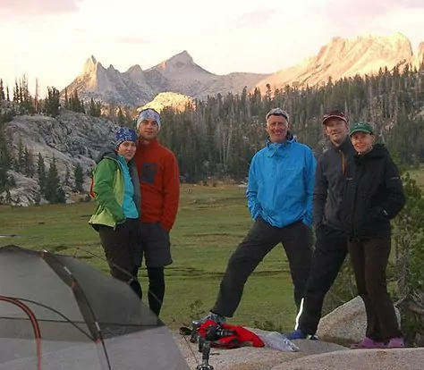 yosemite campsite with hikers