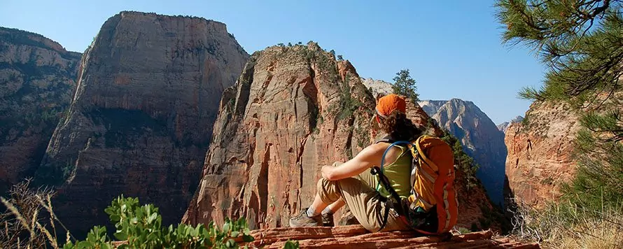 Hiker overlooking watchman