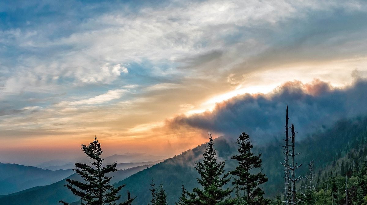Mountain landscape and sunset