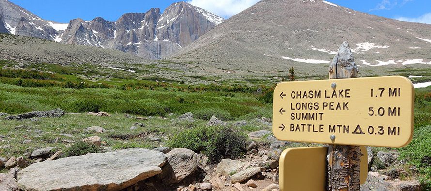 Long Peaks Trail sign