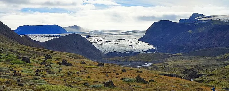 Icelandic plains with glacier in background