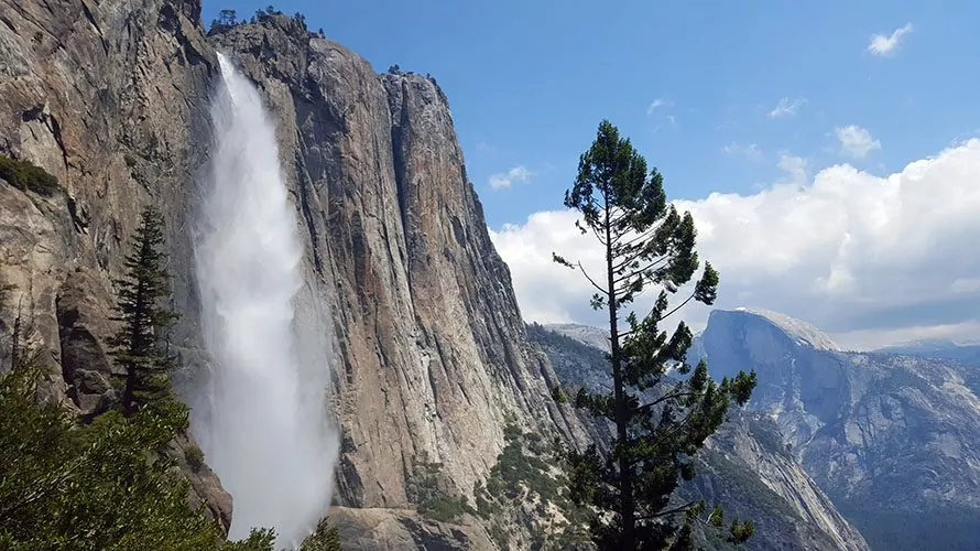 Bridalveil Falls gushing winter Yosemite National Park