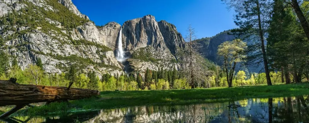 Yosemite mountain and waterfall
