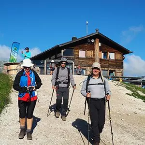 Hikers walking toward camera