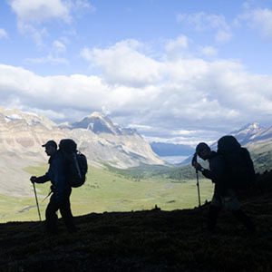 silhouettes of hikers