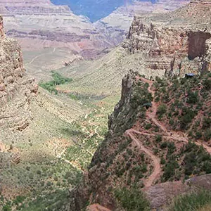 Many trails leading to the floor of the Grand Canyon in Arizona