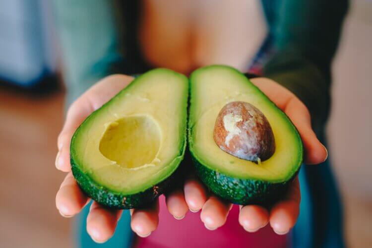 avocado cut in half makes great hiking snacks