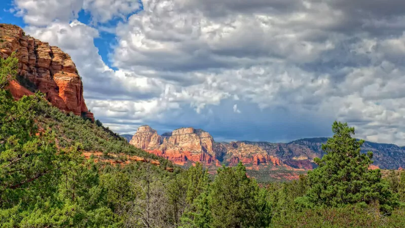 Red rock cliffs and clouds outside Sedona, Arizona