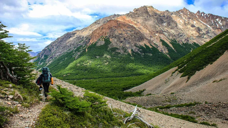 Hikers in the Aysén Region of Patagonia, Chile