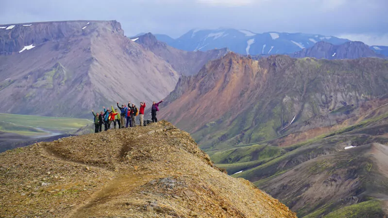 Hikers on a Iceland Hut to Hut Trek