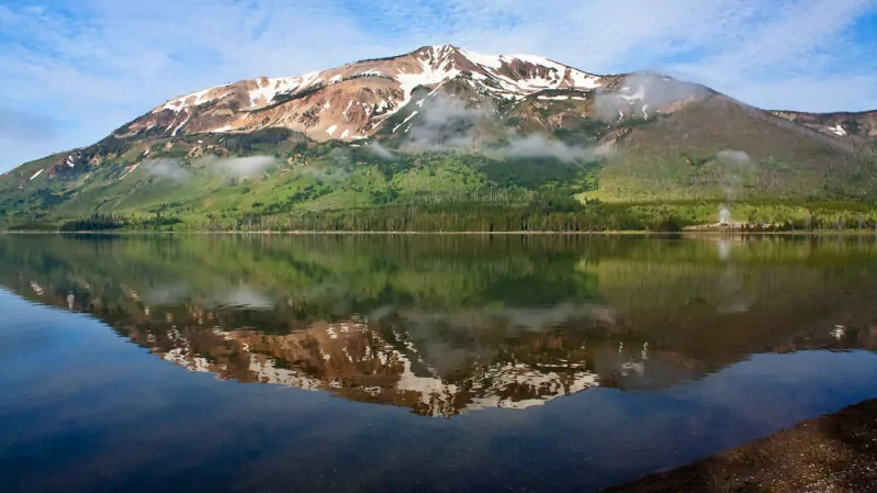 Heart Lake and Mount Sheridan in Yellowstone National Park