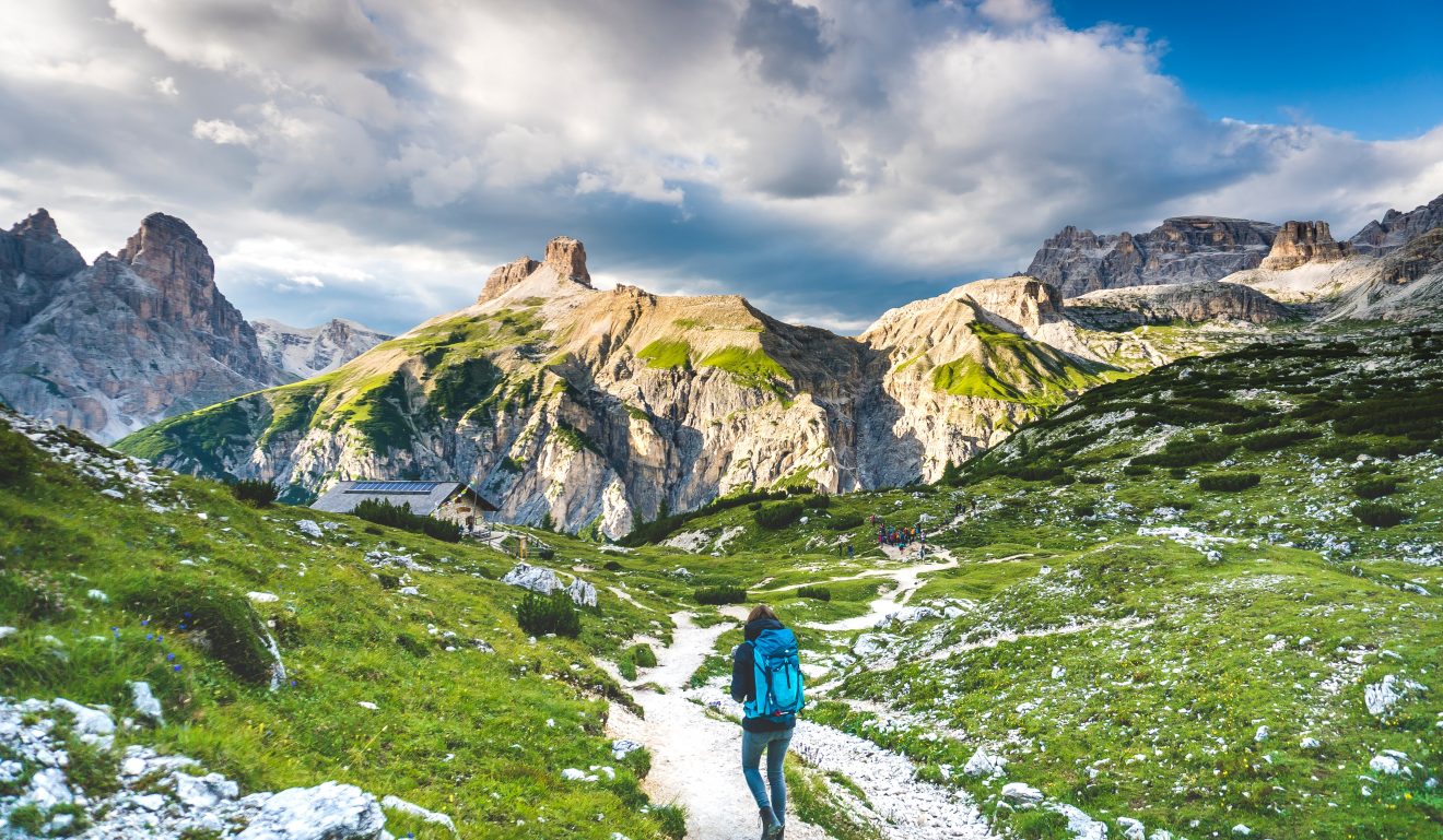 hiker in the italian alps