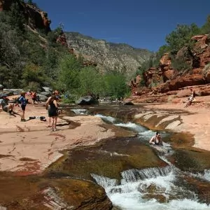 A natural water slide made from the sandstone rocks in Sedona