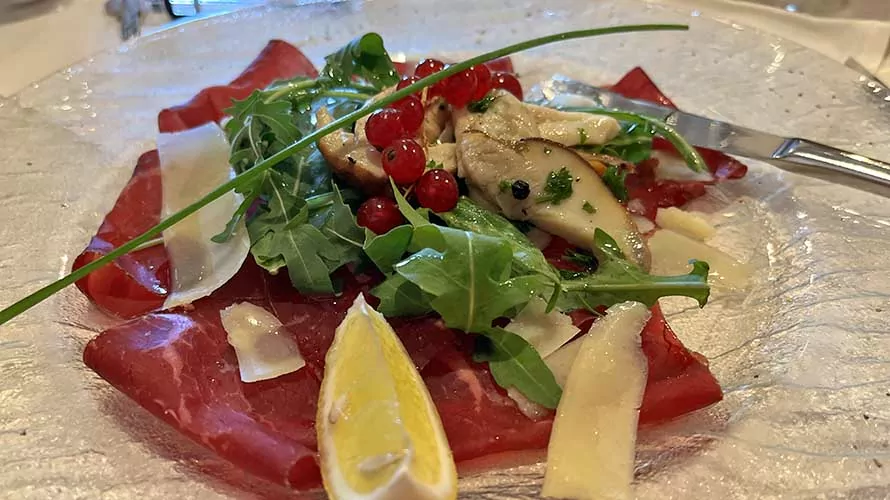 Prosciutto salad on the Tour du Mont Blanc Trek with Wildland Trekking