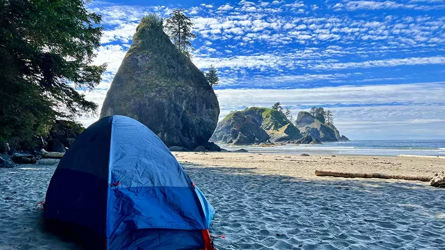 Tent on Pacific Coast in Olympic National Park