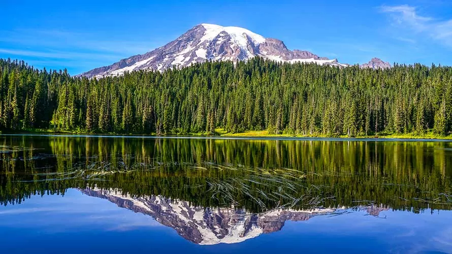 Mount Rainier and Reflection Lake, Washington-USA