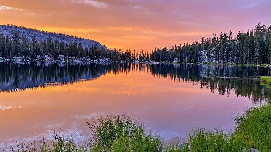 Alpine lake at sunset, Yosemite National Park