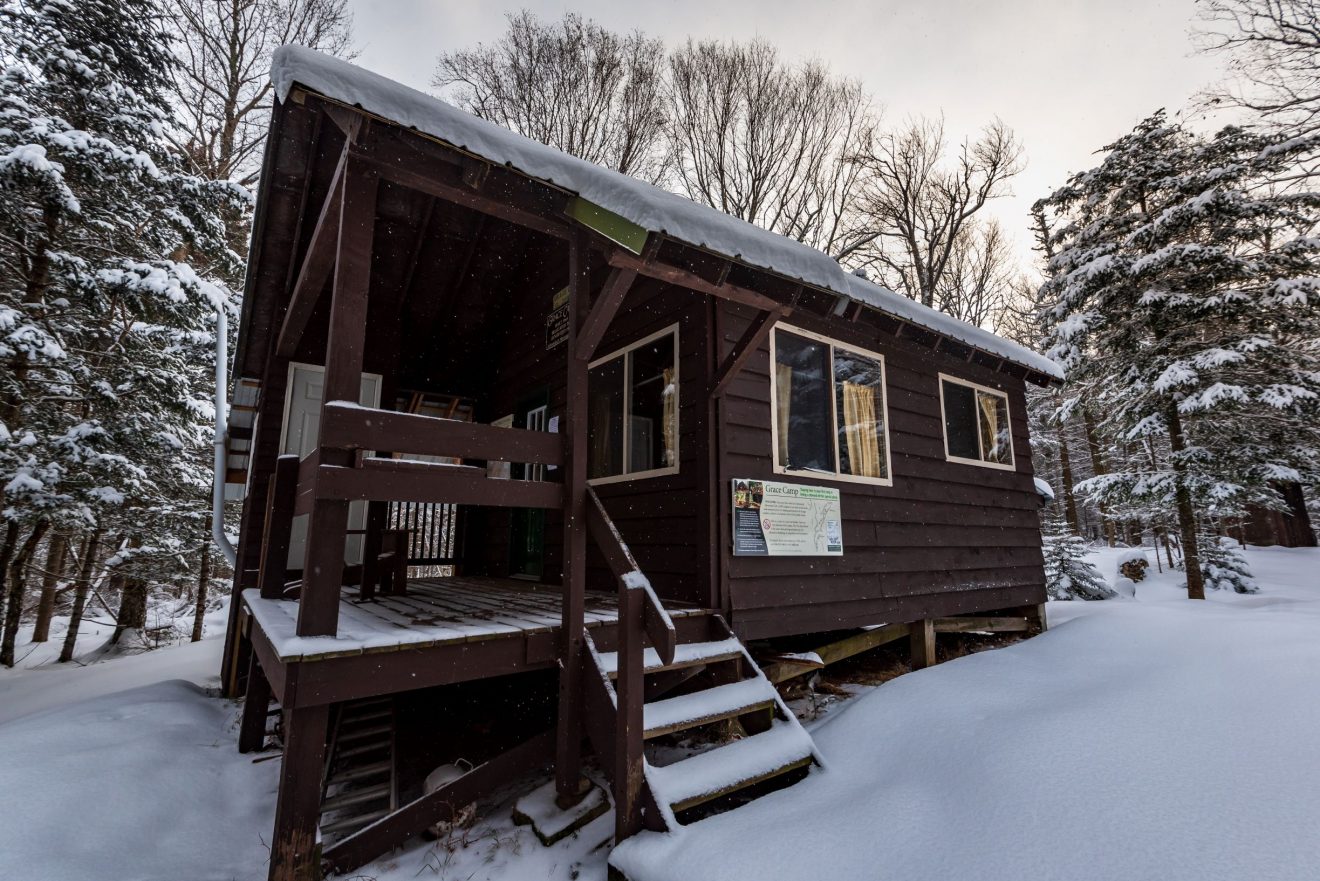 The Adirondack Mountain Club's Grace Camp, a backcountry hut in the Keene Valley.