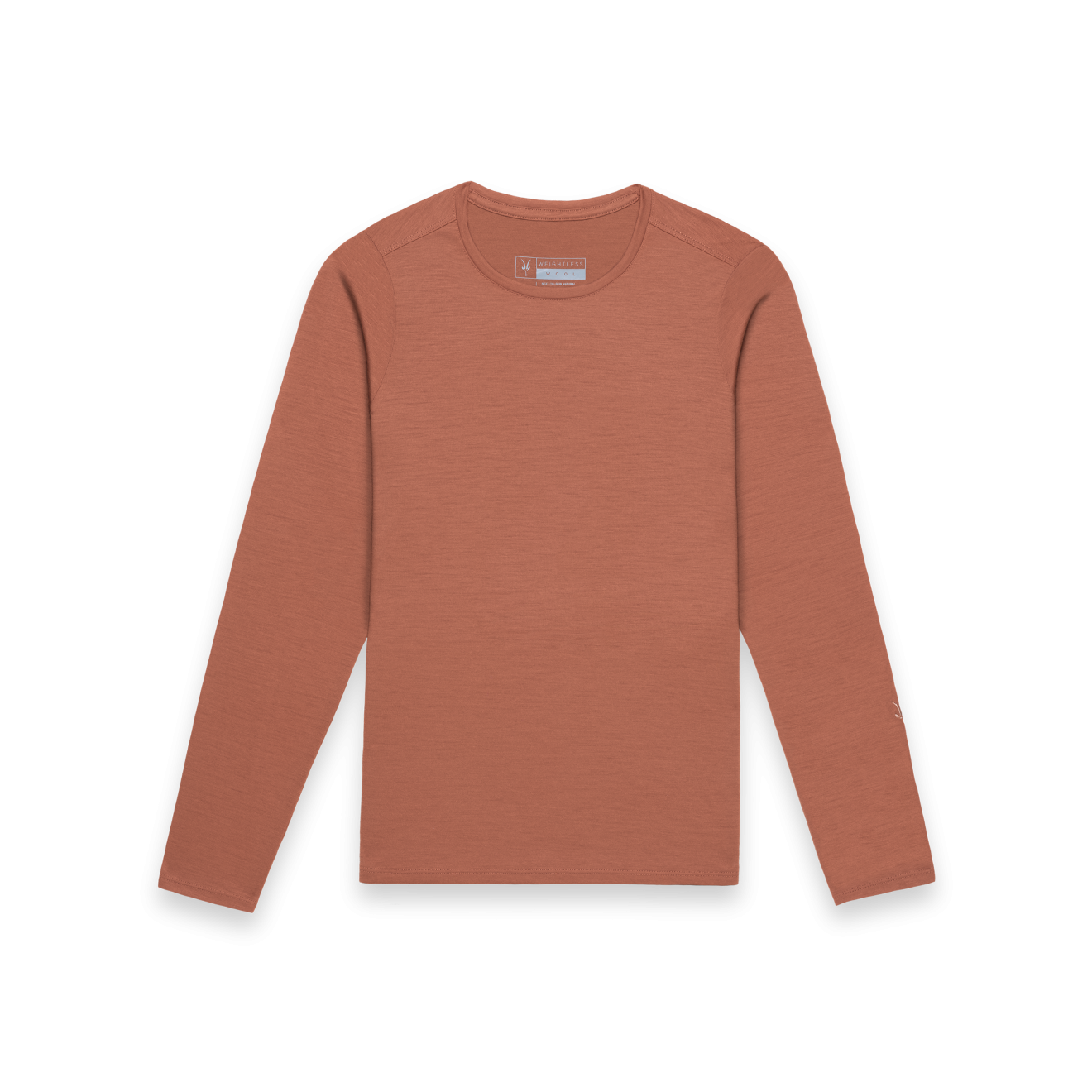 Long sleeve journey crew base layer from Ibex in terracotta