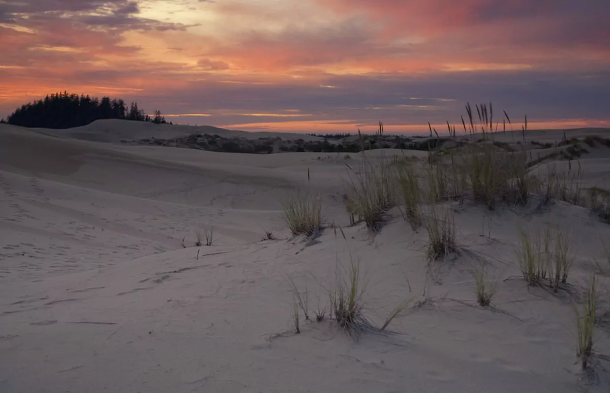 Sunset at Umpqua Dunes in the Oregon Dunes National Recreation Area on the Siuslaw National Forest