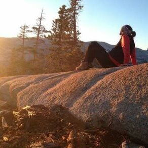Yosemite May cloud's rest hike trek sunset summit peak woman rest