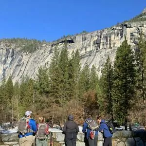 Yosemite November Hiking tour trek group cliff trees