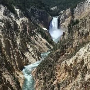 Grand Canyon of Yellowstone in May waterfall river yellow gorge