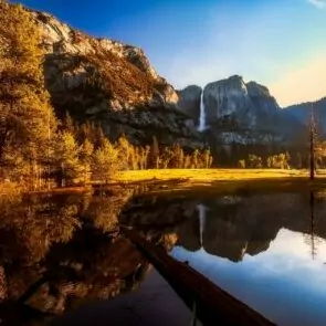 Yosemite November fall warm colors waterfall autumn 