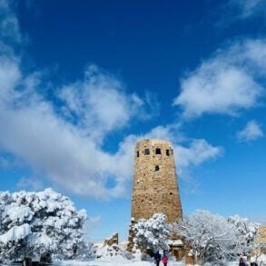 grand canyon winter January watchtower desert view snow ski