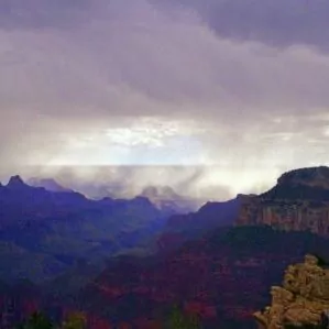 Grand Canyon in July monsoon thunderstorm rain gorge