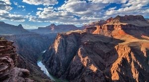 grand canyon in January sky clouds cold desert river hike