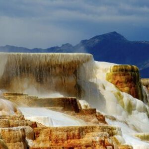 mammoth hot springs Yellowstone in January drive to vent water terrace mountain