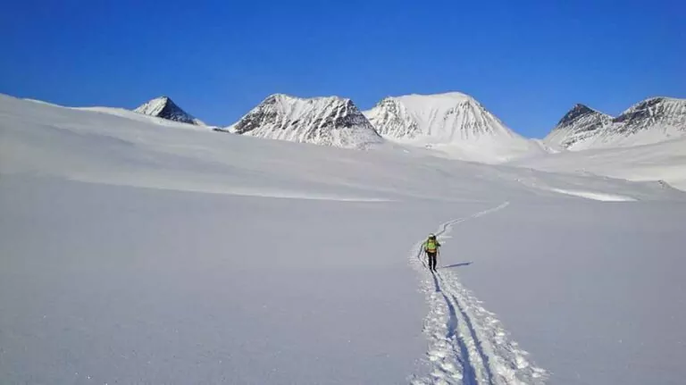 Wildland Trekking guest on Arctic Circle Ski Tour in Sweden