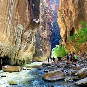 Zion in August hiking trekking guided trip tour canyon river