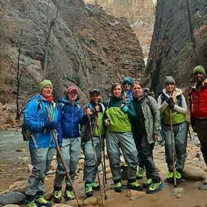 Zion in January hiking backpacking guided tour group