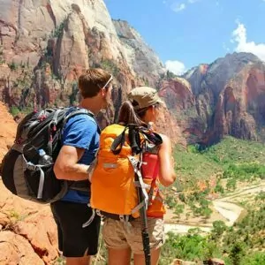 Zion in May hike guided tour overlook canyon hikers