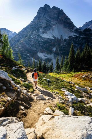 Hiker on Maple Loop Pass in North Cascades