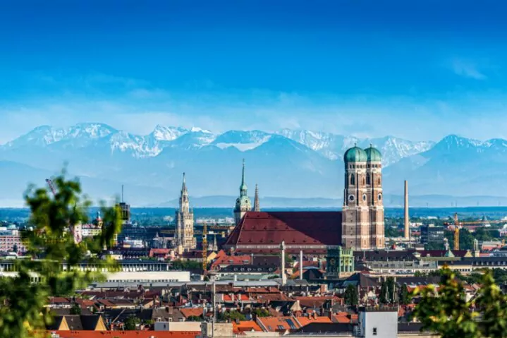 The Alps with the Bavarian city of Munich