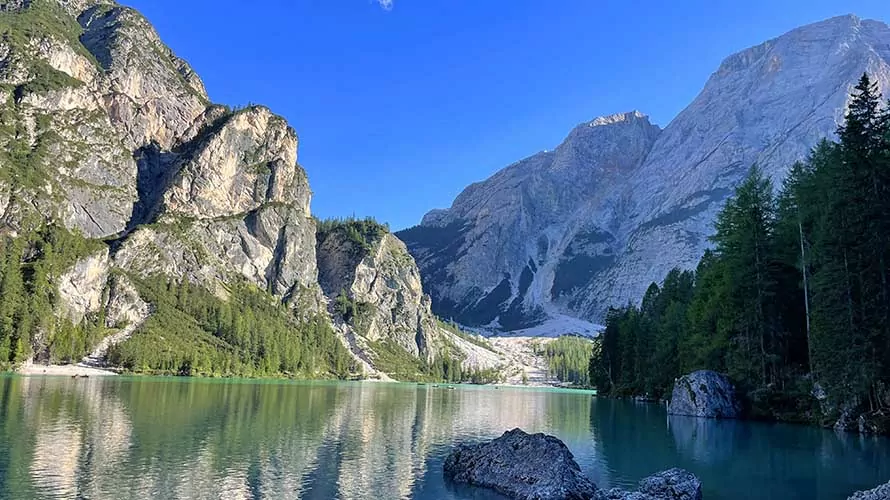 Majestic, glacial-fed lake in the Alps