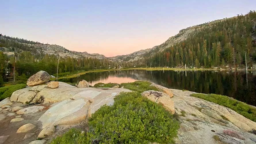 Sunset over Bear Lake in the Sierra Mountains, California