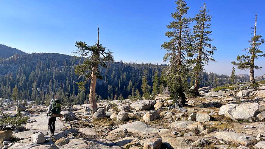 Solo backpacker in the Emigrant Wilderness, California