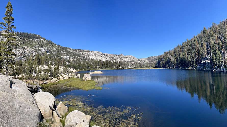 Gorgeous blue Bear Lake in the Stanislaus National Forest