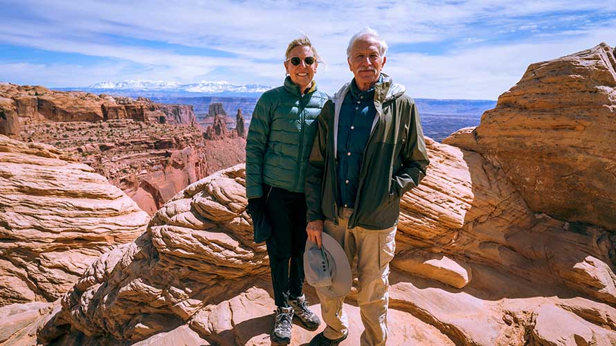 Two Wildland Trekking guests in Canyonlands National Park, Utah