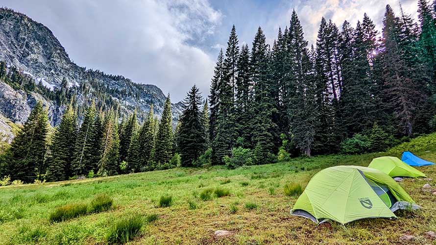 Backpacking tents in the Trinity Alps Wilderness, California
