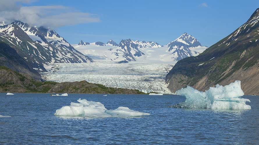 Grewingk Glacier and lagoon in Kachemak Bay State Park, Alaska