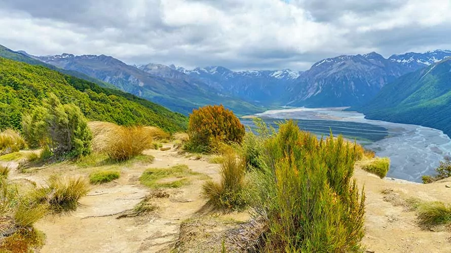 hiking in the mountains, the bealey spur track, arthurs pass, new zealand
